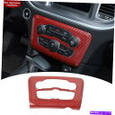 trim panel ダッジチャージャー2015+エアコンスイッチパネルカバートリムレッドカーボンABS用 For Dodge Charger 2015+ Ai...