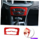 trim panel ラジオACスイッチボタンパネルトリム装飾カバーダッジチャージャー2015+レッドカーボンのカバー Radio AC Switch Butt...