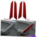 trim panel アウディQ5 2018-2021レッドカーボンファイバーインテリアドアアームレストパネルカバー4PCS For Audi Q5 2018-...