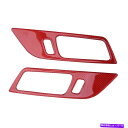 trim panel 2倍の赤いカーボンファイバードアハンドルボウルカバーカバートリムパネルフォードマスタング15-19にフィット 2x Red Carbon ...