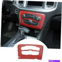 trim panel Dodge Charger 15+の赤いカーボンファイバーエアコンスイッチパネルの装飾カバー Red Carbon Fiber Air C...
