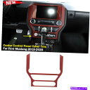 trim panel フォードマスタング15+のレッドカーボンファイバーセンターコントロールCDパネルステッカーカバートリムトリム Red Carbon Fib...