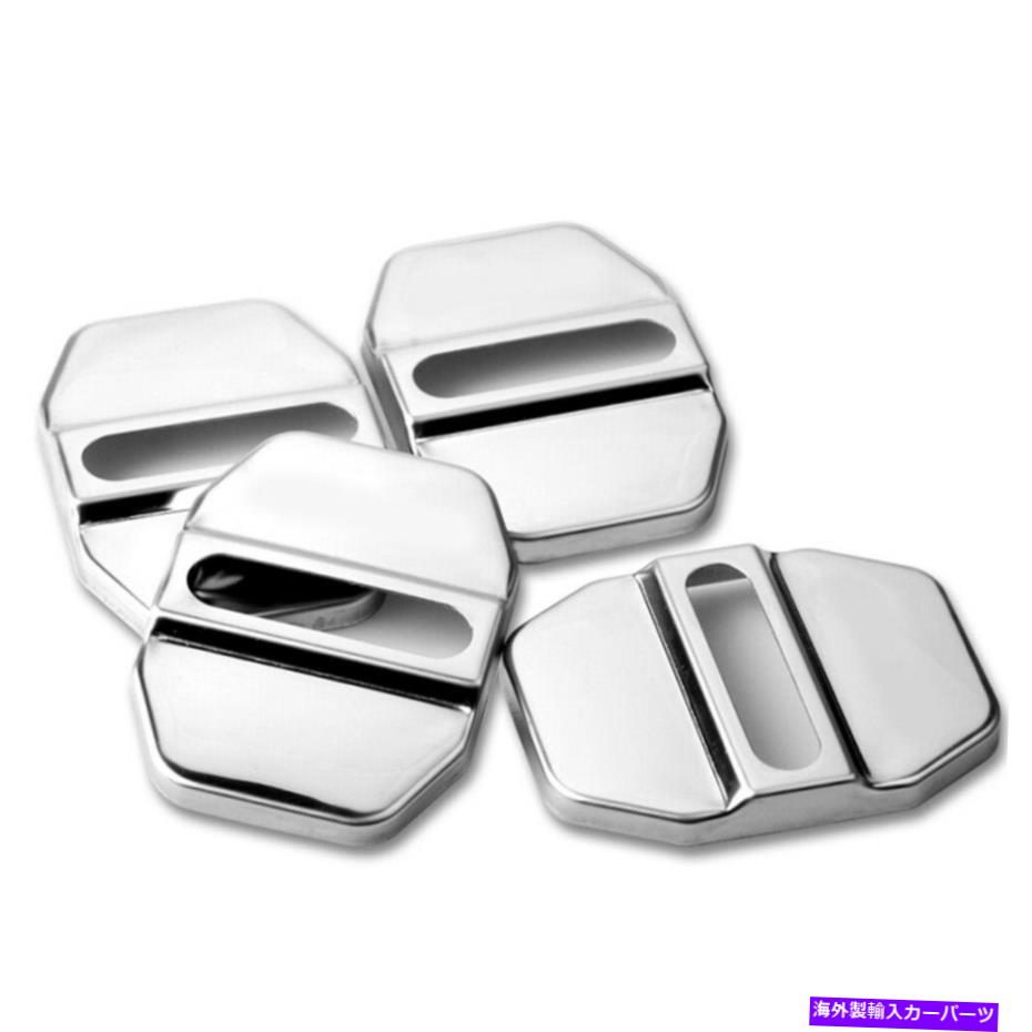 クロームカバー 4xステンレススチールクロムカードアロックバックルプロテクターカバートリムアクセサリー 4x Stainless Steel Chrome Car Door Lock Buckle Protector Cover Trim Accessories