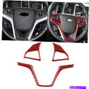 クロームカバー シボレーカマロの5PCS2012-15レッドカーボンファイバーステアリングホイールカバートリムセット 5pcs For Chevrolet Ca...