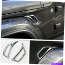 クロームカバー ペアクロムカーリーフプレートエアインレットトリムカバージープグラディエーター20-2021の装飾 Pair Chrome Car Leaf Plate Air Inlet Trim Cover Decor For Jeep Gladiator 20-2021