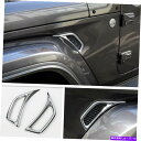 クロームカバー ペアクロムカーリーフプレートエアインレットトリムカバージープグラディエーター20-2021の装飾 Pair Chrome Car Leaf Plate Air Inlet Trim Cover Decor For Jeep Gladiator 20-2021