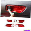 クロームカバー トヨタカローラクロスのための赤い車の内側ドアハンドルボウルカバートリムキット2022 Red Car Inner Door Handle Bow...