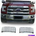クロームカバー 2PCSクロムフロントバンパーコーナーパネルフォードF-150 F150 2015+のトリム装飾カバー 2pcs Chrome Front Bumper Corner Panel Trim Decor Cover For Ford F-150 F150 2015+