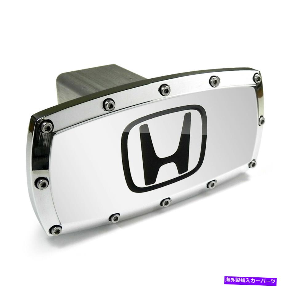 クロームカバー ホンダのロゴが刻まれたビレットアルミニウム牽引ヒッチカバー Honda Logo Engraved Billet Aluminum Tow Hitch Cover