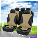 クロームカバー 9x PUレザーカーシートカバーフルセットフロント＆リアオートアクセサリーブラック/ベージュ 9x PU Leather Car Seat Covers Full Set Front Rear Auto Accessories Black/Beige