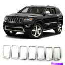 N[Jo[ 2014-2016̃W[vOh`FL[NtgOOJo[CT[gt[ For 2014-2016 Jeep Grand Cherokee Chrome Front Grille Grill Cover Inserts Frame