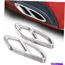 クロームカバー 2xステンレス排気マフラーチップカバーアウトレットクロムシルバーフィット15-21 W205 C300 2x Stainless Exhaust...