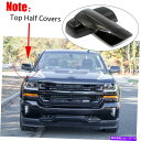 USミラー 2014-2018のシボレーシルバラードGMCシエラグロスブラックミラーカバートップハーフトリム For 2014-2018 Chevy Silve...