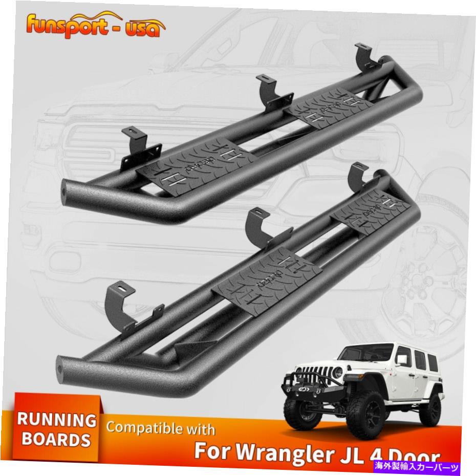 Nerf Bar 18-22のトライチューブnerfバージープラングラーJL 4ドアサイドステップランニングボード Tri..