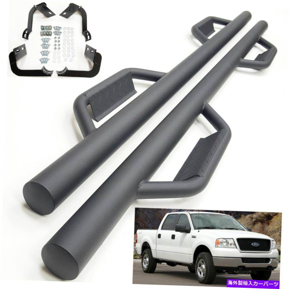 Nerf Bar 04-08フォードF150 F-150クルーキャブテクスチャブラック3 "サイドナーフバードロップステップ For 04-08 Ford F150 F-150 Crew Cab Texture Black 3" Side Nerf Bar Dropped Step