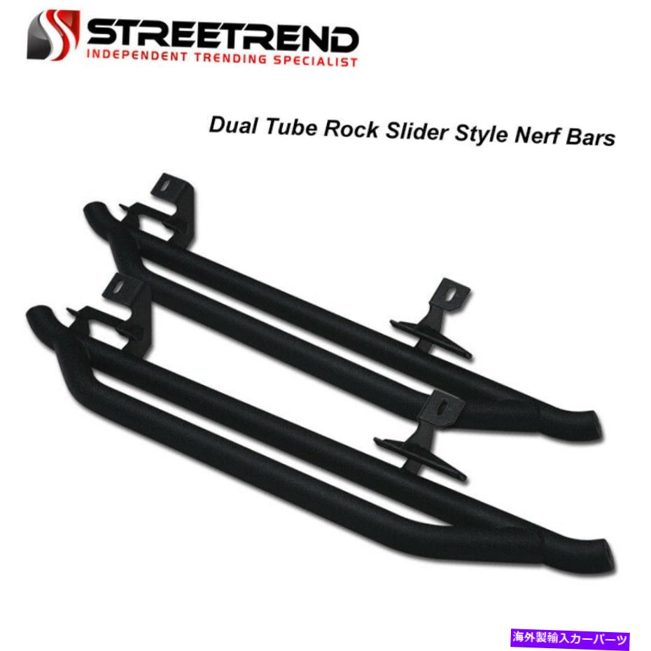 Nerf Bar 2018-2020のジープラングラー2DRテクスチャブラックロックスライダーサイドステップナーフバー For 2018-2020 Jeep Wrangler 2Dr Textured Black Rock Slider Side Step Nerf Bars