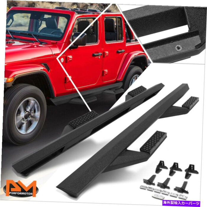 Nerf Bar 18-22のジープラングラーJL 4-DRマイルドスチールナーフバーランニングボードW/ステップパッドアーム For 18-22 Jeep Wrangler JL 4-Dr Mild Steel Nerf Bar Running Board w/Step Pad Arm