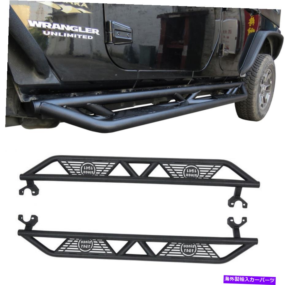 Nerf Bar サイドステップアーマーテクスチャランニングボードNERFバーフィットジープラングラーJK 2007-2018 Side Step Armor Textured Running Board Nerf Bar Fit Jeep Wrangler JK 2007-2018(2)