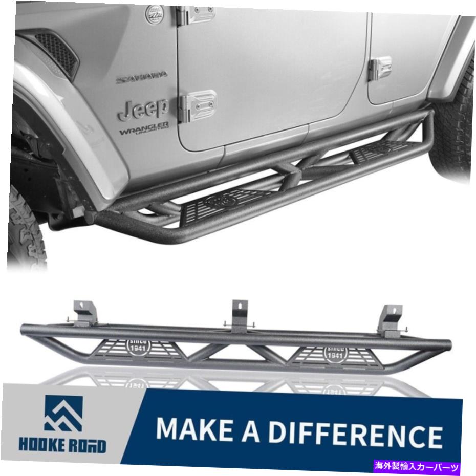 Nerf Bar フックロードスチールサイドステップジープラングラーJL 18-22 4DRのボードnerfバーを実行し..