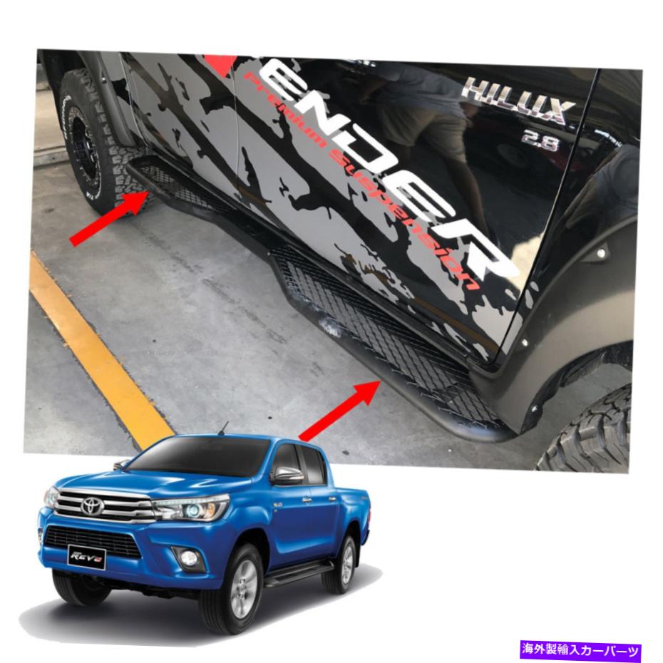 Nerf Bar サイドステップレールナーフバーハマーマットブラックフィットトヨタヒルックスレヴォ4 dr 2015-17 Side Step Rail Nerf Bar Hamer Matte Black Fits Toyota Hilux Revo 4 Dr 2015 - 17