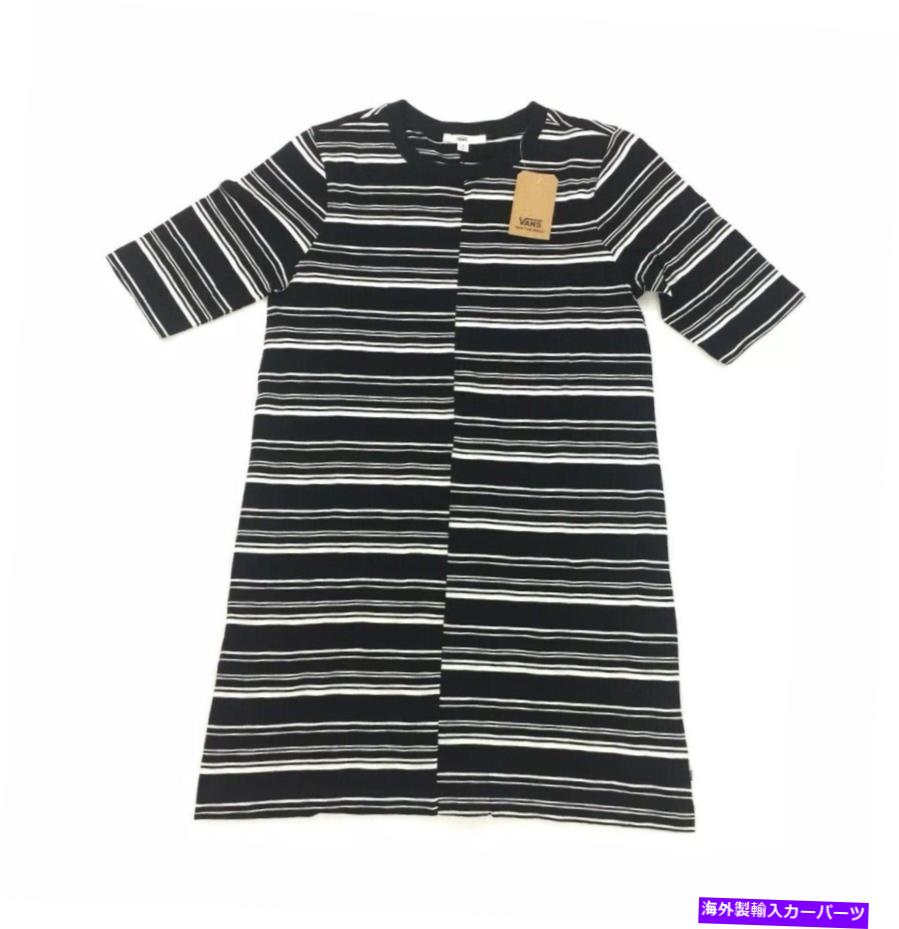 Cross Bar 壁のクロスバーストライプシャツドレスブラックホワイトレディースサイズm nwt NEW VANS Off The Wall Crossbar Striped Shirt Dress Black White Womens Size M NWT