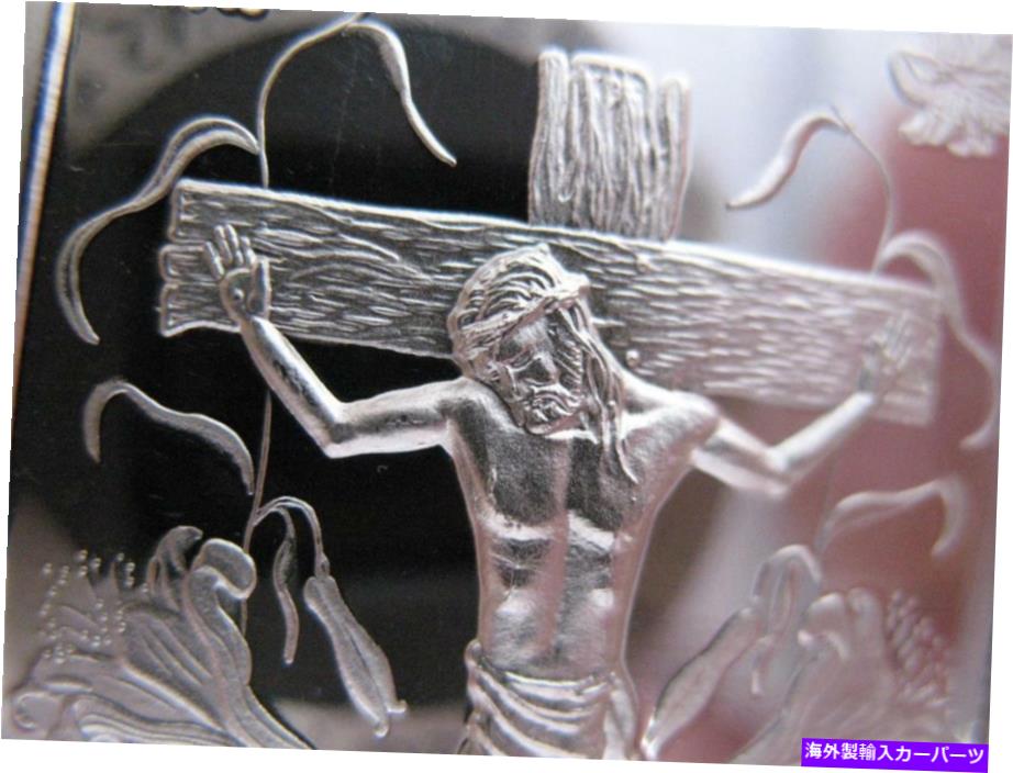 Cross Bar 1 oz..999シルバーアートバーイースターの十字架刑の十字架イエスの彫刻 +ゴールド 1 OZ..999 SILVER ART BAR EASTER CRUCIFIXION CROSS OF JESUS ENGRAVABLE + GOLD