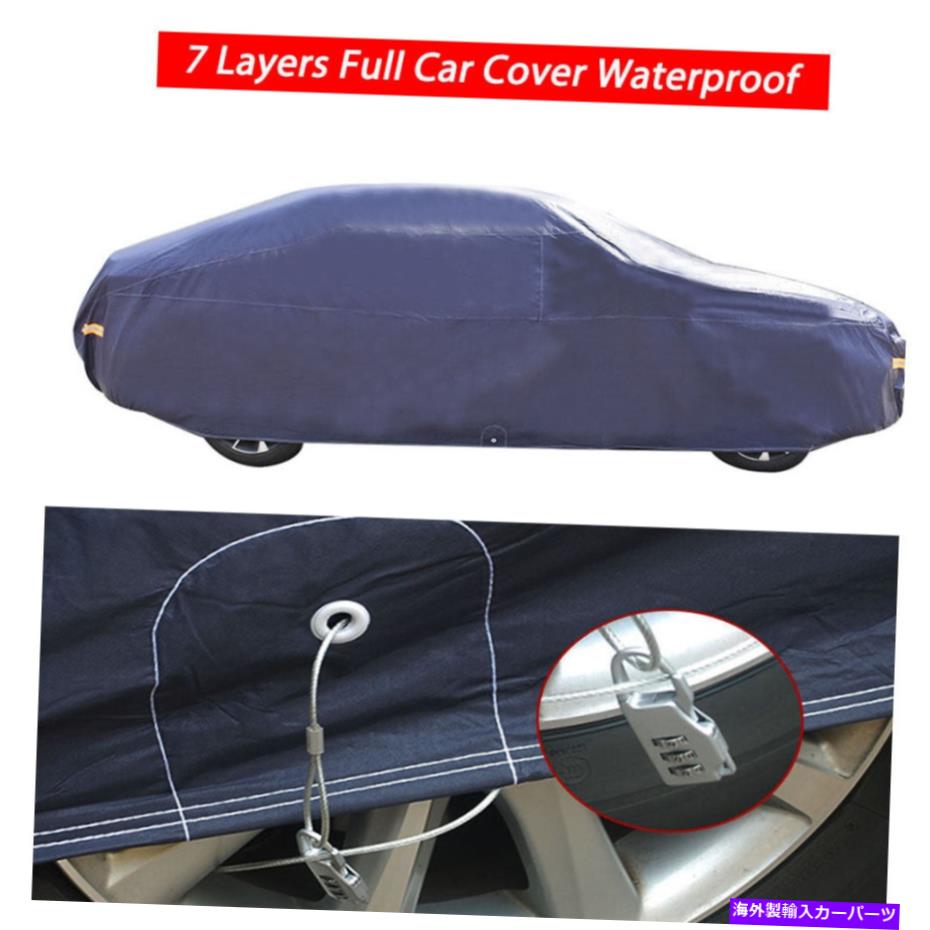 カーカバー 7レイヤーフルカーカバー防水性綿式綿の裏地ダークブルーペバ 7 Layers Full Car Cover Wat..