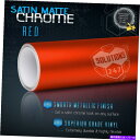 カーカバー レッドプレミアムサテンマットクロムメタリックビニールラップデカールステッカーバブルフリー RED Premium Satin Matte Chrome Metallic Vinyl Wrap Decal Sticker Bubble Free