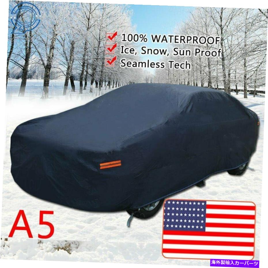 カーカバー 7レイヤーフルカーカバー防水性綿式綿の裏地ダークブルーペバ 7 Layers Full Car Cover Wat..