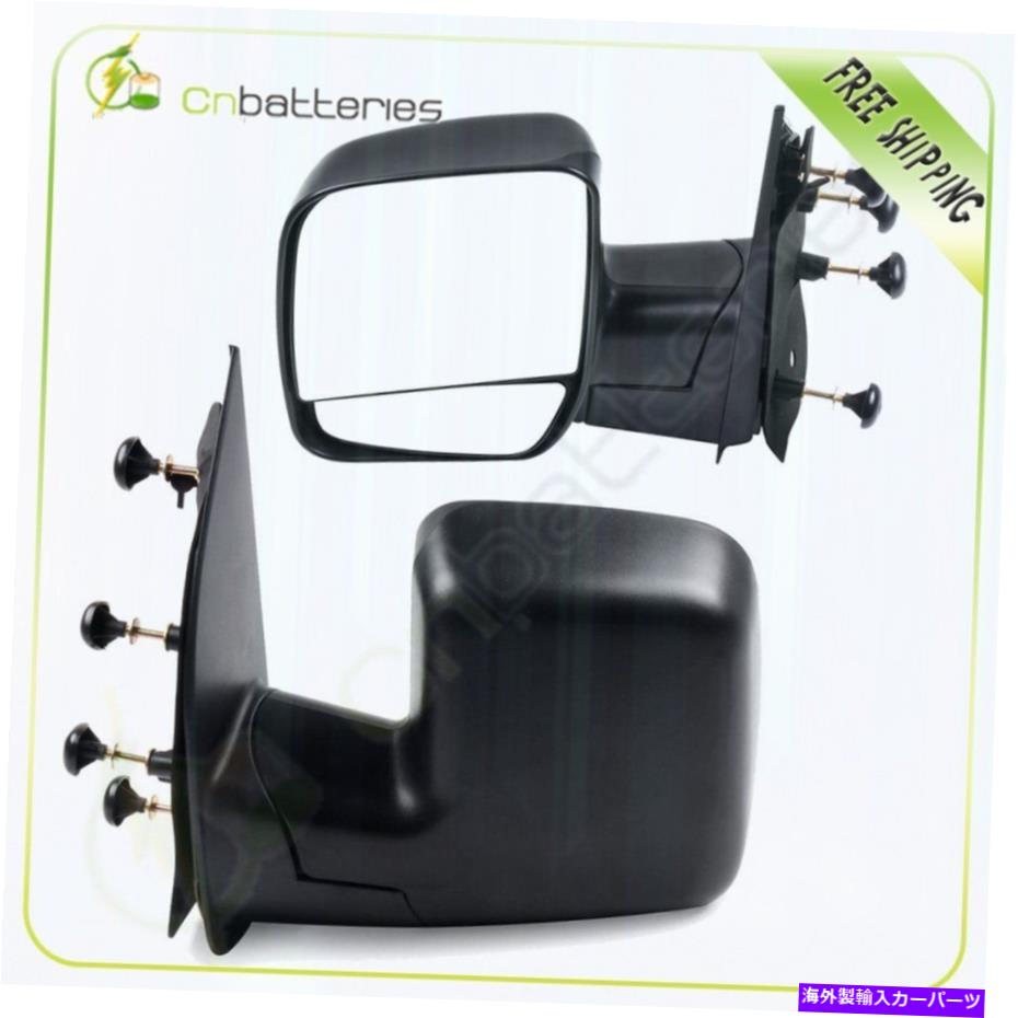 USミラー ブラックミラー右+左側のマニュアルテレスコープ2003-14フォードエコノリン Black Mirrors Ri..