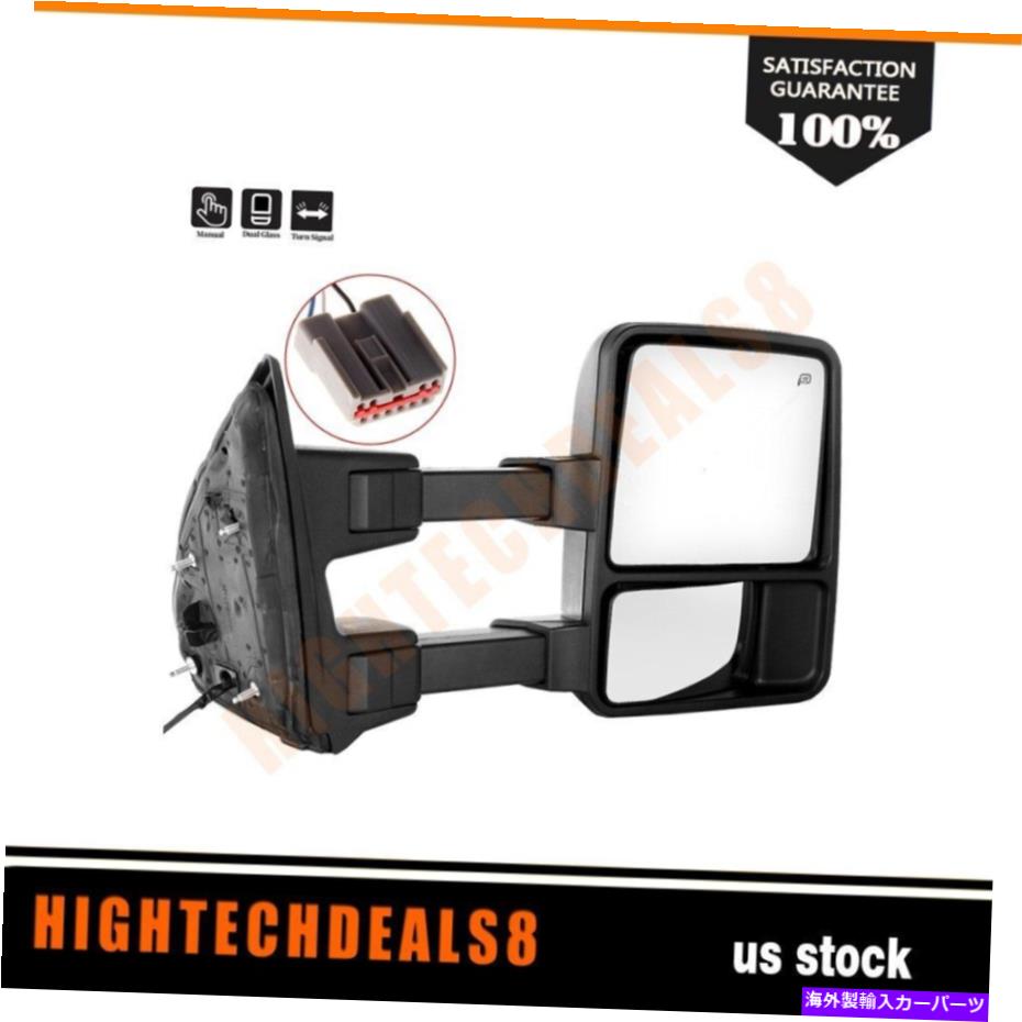 USミラー 03-07 Ford F250-550 Tow Mirror Manual Cassenger SideブラックLED信号光 For 03-07 Ford F250-550 Tow Mirror Manual Passenger Side Black LED Signal Light