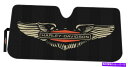 サンシェード ハーレーダビッドソンユニバーサルアコーディオンオートサンシェード、苦しめられたH-dウィングス - ブラック Harley-Davidson Universal Accordion Auto Sunshade, Distressed H-D Wings - Black