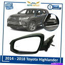 USミラー 14-18トヨタハイランダーのための新しいミラー左ドライバー側の塗装可能な加熱メモリ New Mirror Left Driver Side Pai...