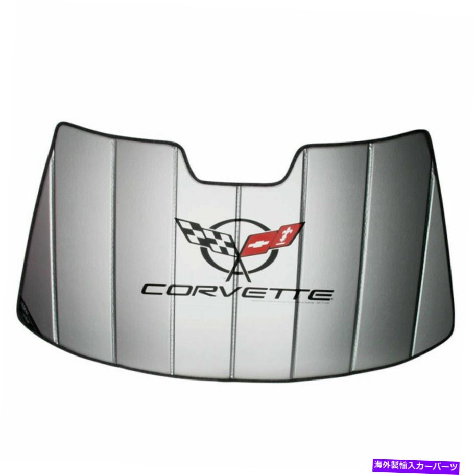 サンシェード C5コルベットロゴアコーディオンスタイルサンシェード - 断熱シルバー-1997-2004 C5 Corvette Logo Accordion Style Sunshade - Insulated Silver - 1997-2004