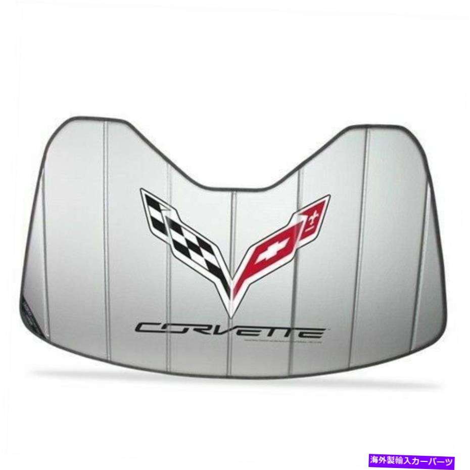 サンシェード C7コルベットロゴアコーディオンスタイルサンシェード断熱シルバーGMライセンス2014-2019 C7 Corvette Logo Accordion Style Sunshade Insulated Silver GM Licensed 2014-2019