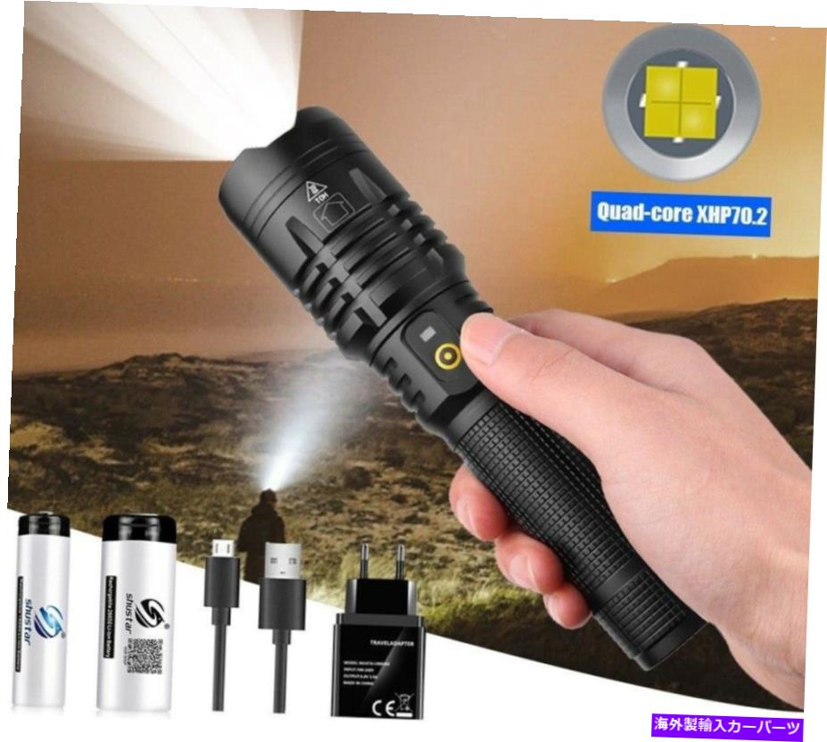 supports shock LED懐中電灯USB充電可能な防水トーチズーム可能な強力な5モードXHP70.2 LED Flashlight USB Rechargeable Waterproof Torch Zoomable Powerful 5Mode XHP70.2