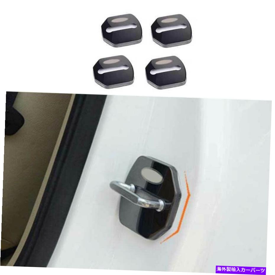 サンシェード ブラックスチールドアロック保護カバートリム4PCSフォードレンジャー2015-2021 Black Steel Door Lock Protection Cover Trim 4PCS Fit For Ford Ranger 2015-2021