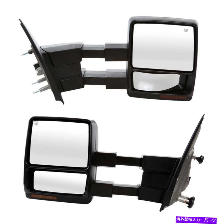 USミラー 2007-2010 2012 2012 Ford F-150 Power Heated Tow LED信号サイドミラーペア For 2007-2010 2011 2012 Ford F-150 Power Heated Tow LED Signal Side Mirror Pair