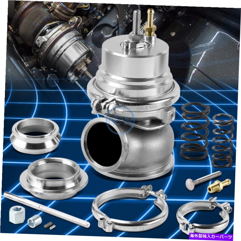 Turbo Charger シルバー60mmターボ充電器アルミニウム外部ウェストゲート+Vバンドクランプ+12-PSIスプ..