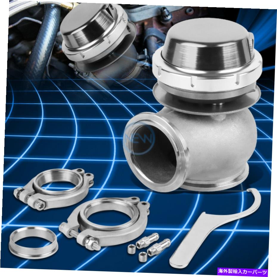 Turbo Charger シルバー45mmターボ充電器アルミニウム外部ウェストゲート+Vバンドクランプ+14-PSIスプリング Silver 45mm Turbo Charger Aluminum External Wastegate+V-Band Clamp+14-Psi Spring