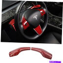 Dashboard Cover テスラモデル3 2017-2022レッドカーボンファイバーギアシフトワイパーレバーカバートリム For Tesla Model ...