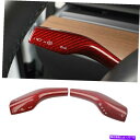Dashboard Cover レッドカーボンファイバーギアシフトワイパーレバーカバーカバーテスラモデル3 2017-2021 Red Carbon Fiber...