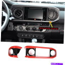 Dashboard Cover ABSブラック＆レッドダッシュボードエアベントアウトレットトリムトリムトリムカバー OTA TACOM@A 2016-20 ABS Black Red Dashboard Air Vent Outlet Trim Cover For Toy ota Tacom@a 2016-20