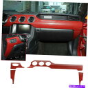 Dashboard Cover Ford Mustang 2015+のレッドカーボンファイバーABSセンターコンソールダッシュボードパネルカバー Red Car...