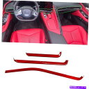 Dashboard Cover コルベットC8 Z51 2020-2022のレッドカーボンファイバーダッシュボードパネルストリップトリムカバー Red Carbon Fiber Dashboard Panel Strip Trim Cover For Corvette C8 Z51 2020-2022