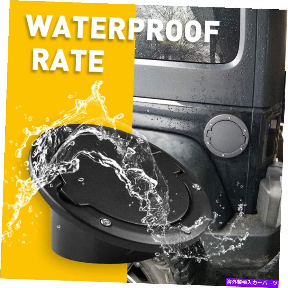 Fuel Gas Tank ジープラングラーJK 2007-2018用ブラックメタル + ABS燃料ドアガスキャップリッドカバー Black Metal + ABS Fuel Door Gas Cap Lid Cover For Jeep Wrangler JK 2007 - 2018