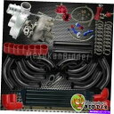 Turbo Charger T0E4 T3/T4 .63 AR 400+HPアップグレード9PC VバンドターボチャージャーキットW/カプラーレッド T0E4 T3/T4 .63 AR 400+HP Upgrade 9PC V-Band Turbo Charger Kit w/Couplers Red