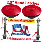 HOOD HINGES 赤2.5 "プッシュボタンラッチフードピンクイックラッチフード、トランク、デッキquic-connect Red 2.5" Push Button Latch Hood Pins Quick Latch Hood, Trunk, Deck Quic-Connect