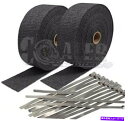 exhaust manifold 2ブラックエキゾースト/ヘッダーヒートラップ、ステンレス鋼のネクタイ付き2 "x 50 'ロール 2 Black Exhaust/Header Heat Wrap, 2" x 50' Roll with Stainless Steel Ties NEW