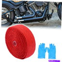 exhaust manifold 2 x 33フィート赤いオートバイ排気ヒートラップテープマフラーパイプテープロールセット 2 x 33ft Red Motorcycle Exhaust Heat Wrap Tape Muffler Pipes Tape Roll Set